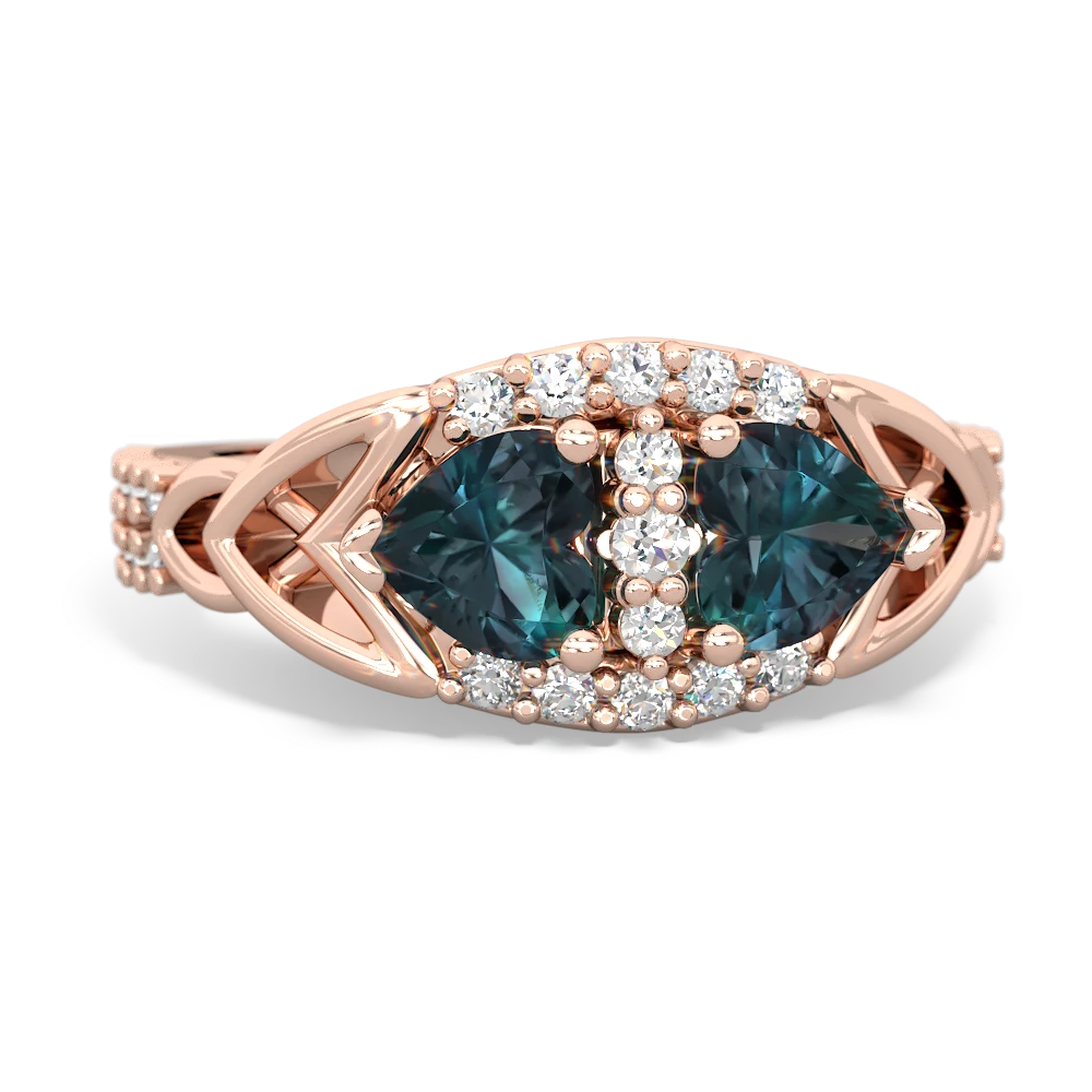 Alexandrite Sparkling Celtic Knot 14K Rose Gold ring R2645