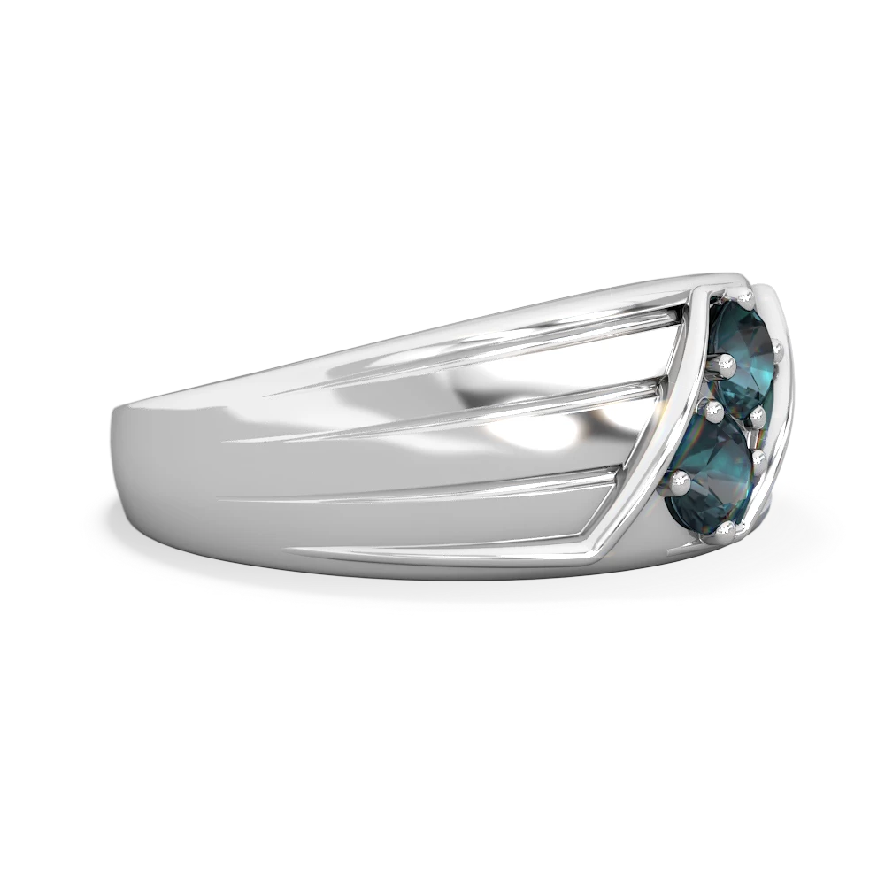 Alexandrite Men's Streamline 14K White Gold ring R0460