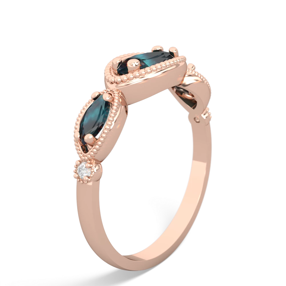 Aquamarine Milgrain Marquise 14K Rose Gold ring R5700