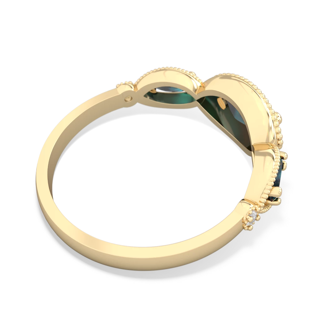Lab Emerald Milgrain Marquise 14K Yellow Gold ring R5700