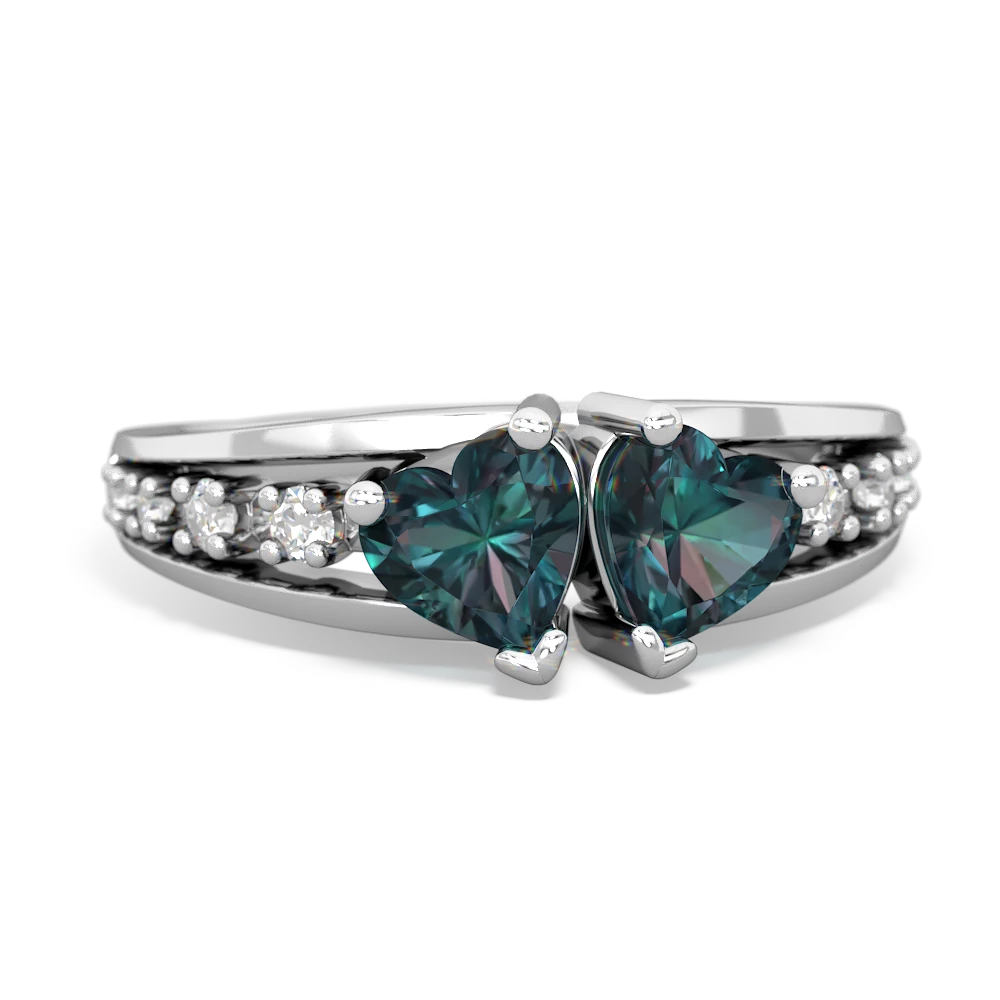 Alexandrite Heart To Heart 14K White Gold ring R3342