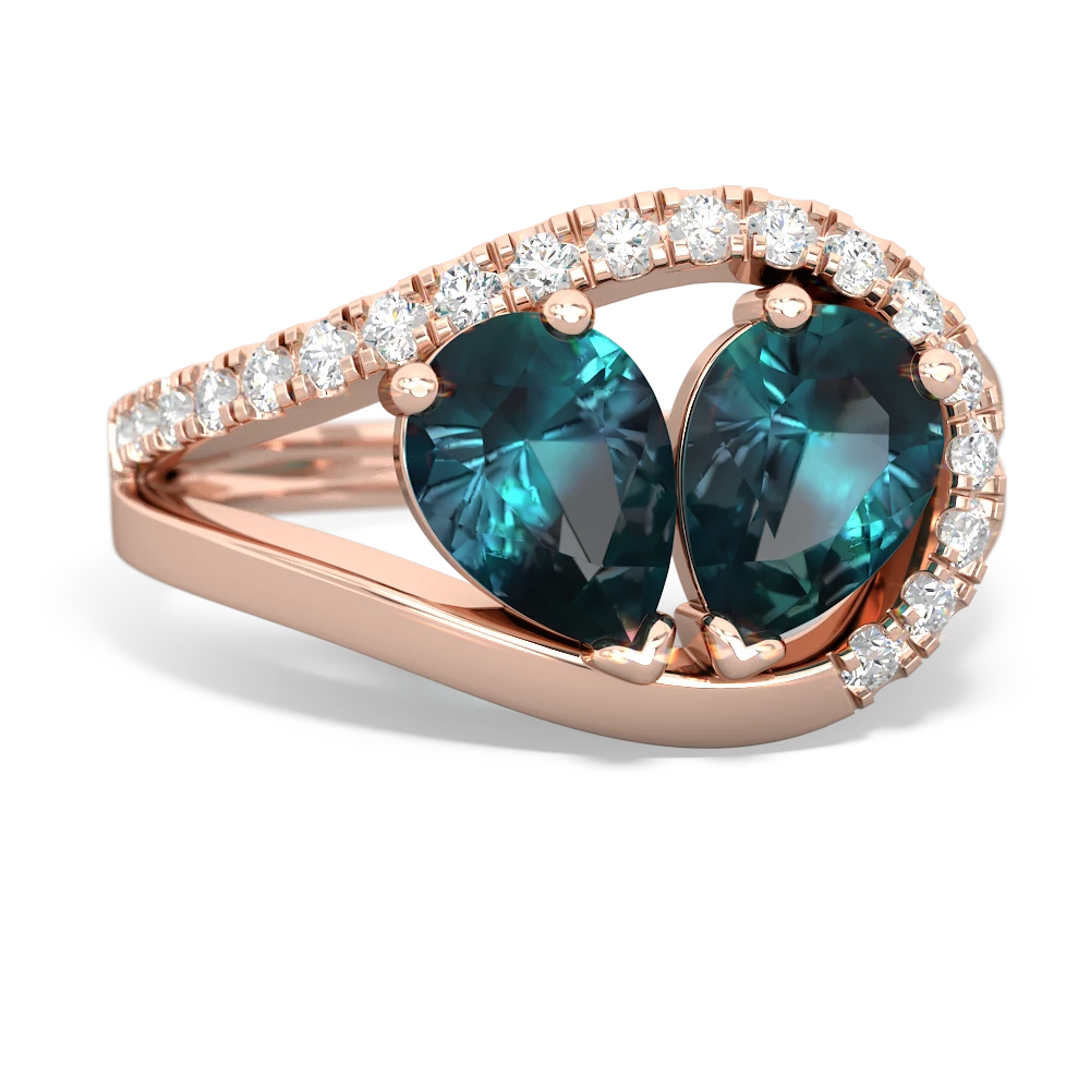 Alexandrite Nestled Heart Keepsake 14K Rose Gold ring R5650