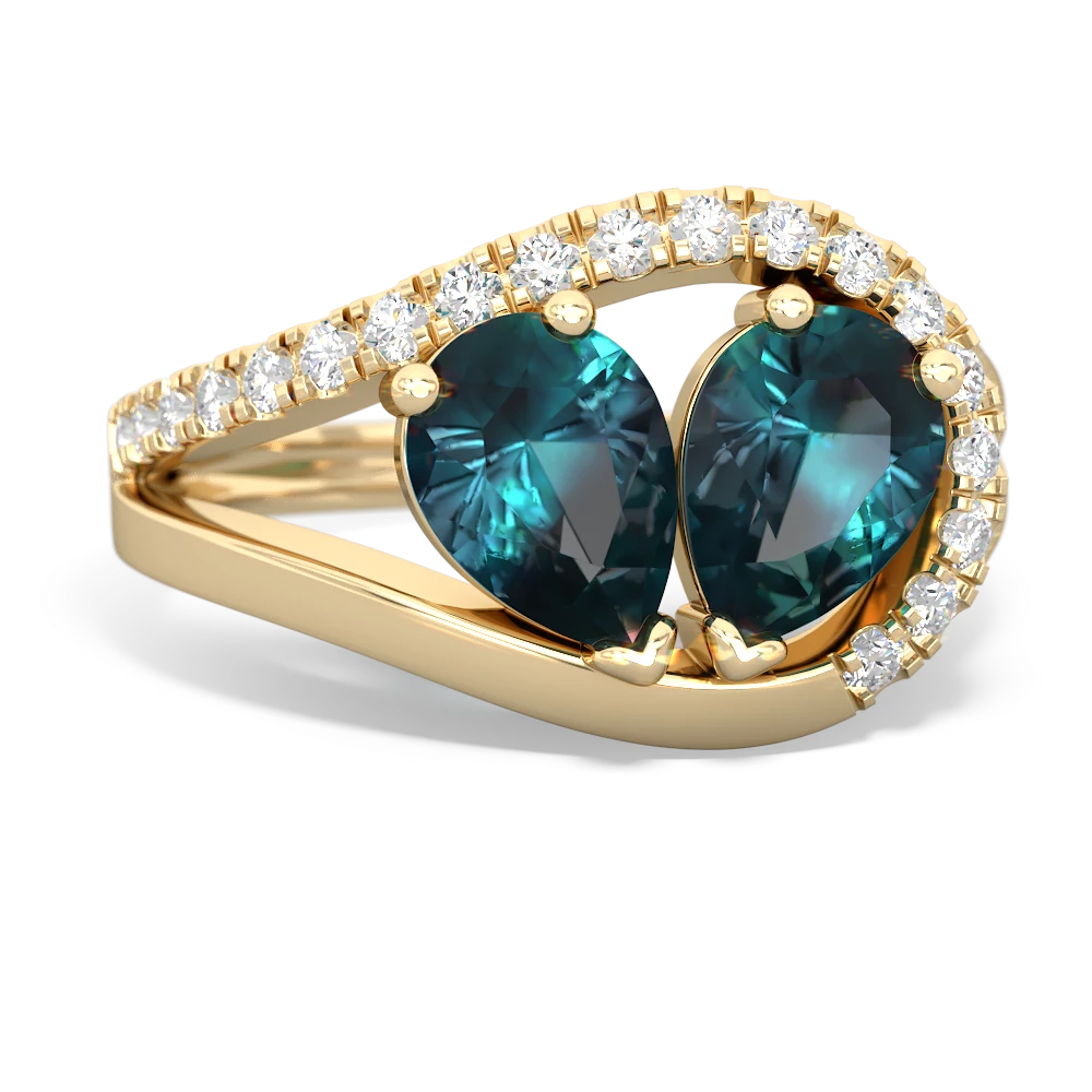 Alexandrite Nestled Heart Keepsake 14K Yellow Gold ring R5650