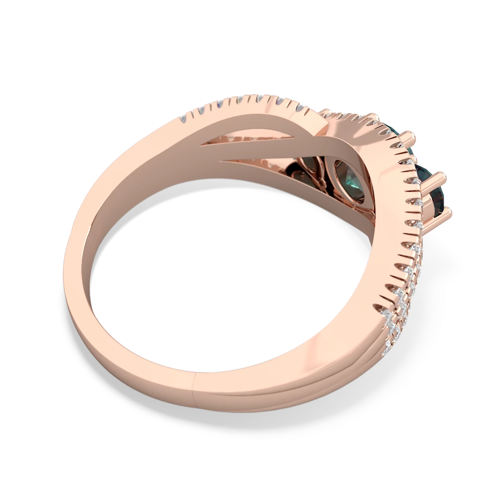 Lab Sapphire Three Stone Aurora 14K Rose Gold ring R3080