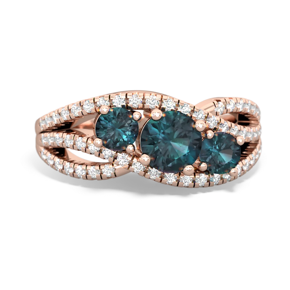 Blue Topaz Three Stone Aurora 14K Rose Gold ring R3080