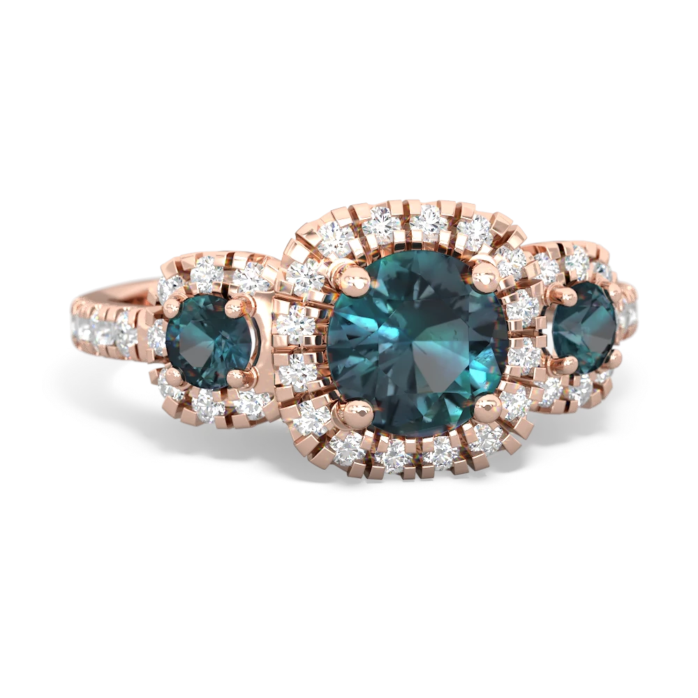 London Topaz Regal Halo 14K Rose Gold ring R5350