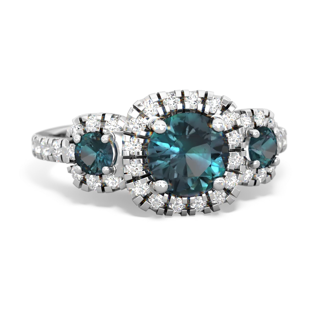 Blue Topaz Regal Halo 14K White Gold ring R5350