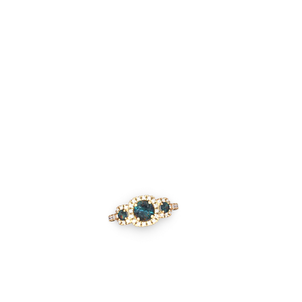 Aquamarine Regal Halo 14K Yellow Gold ring R5350