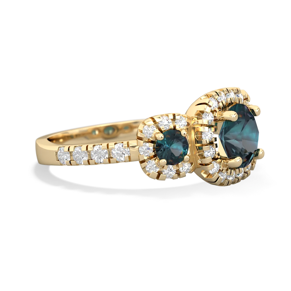 Blue Topaz Regal Halo 14K Yellow Gold ring R5350