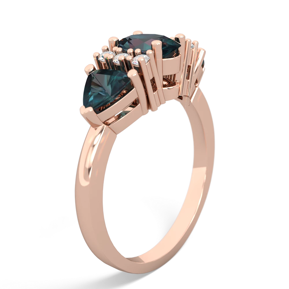 Blue Topaz Antique Style Three Stone 14K Rose Gold ring R2186