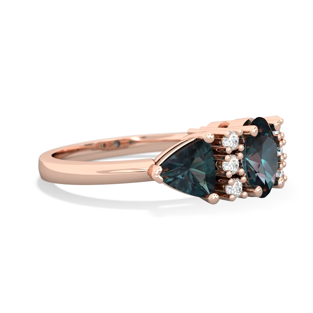 Blue Topaz Antique Style Three Stone 14K Rose Gold ring R2186