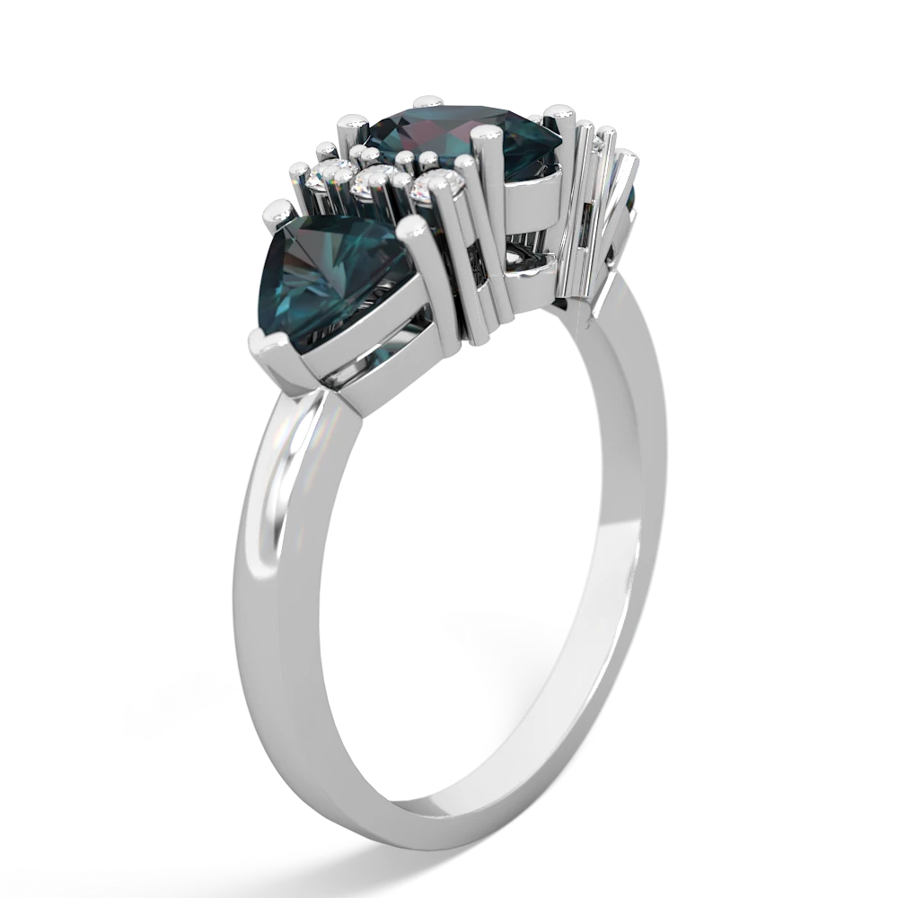 Blue Topaz Antique Style Three Stone 14K White Gold ring R2186