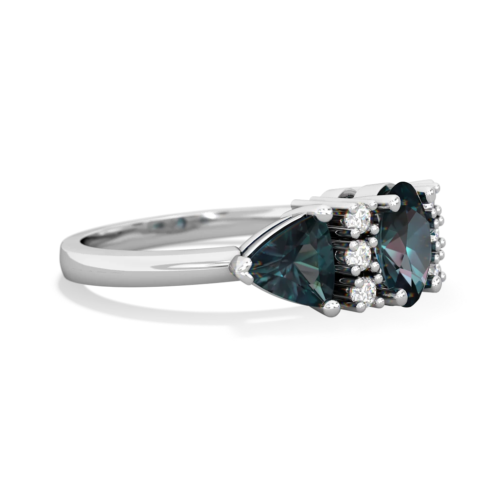 Blue Topaz Antique Style Three Stone 14K White Gold ring R2186