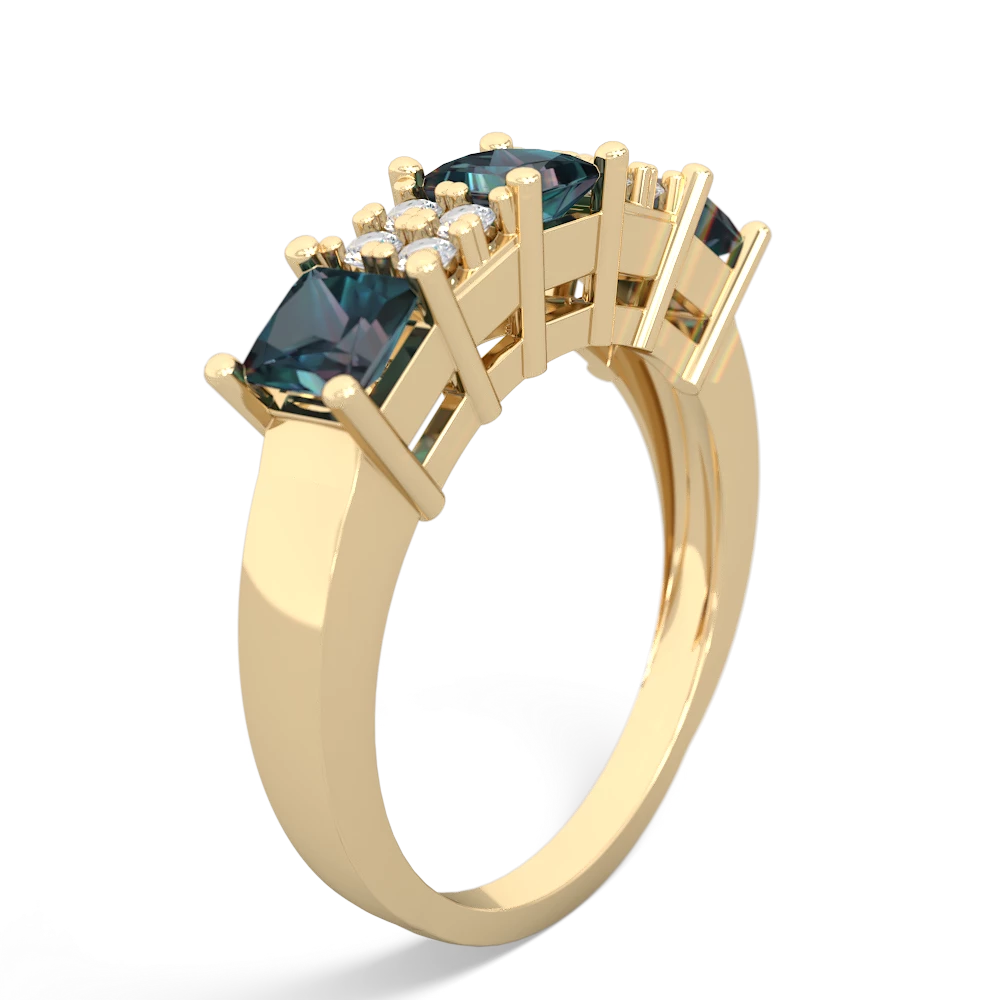 Onyx Three Stone Diamond Cluster 14K Yellow Gold ring R2592