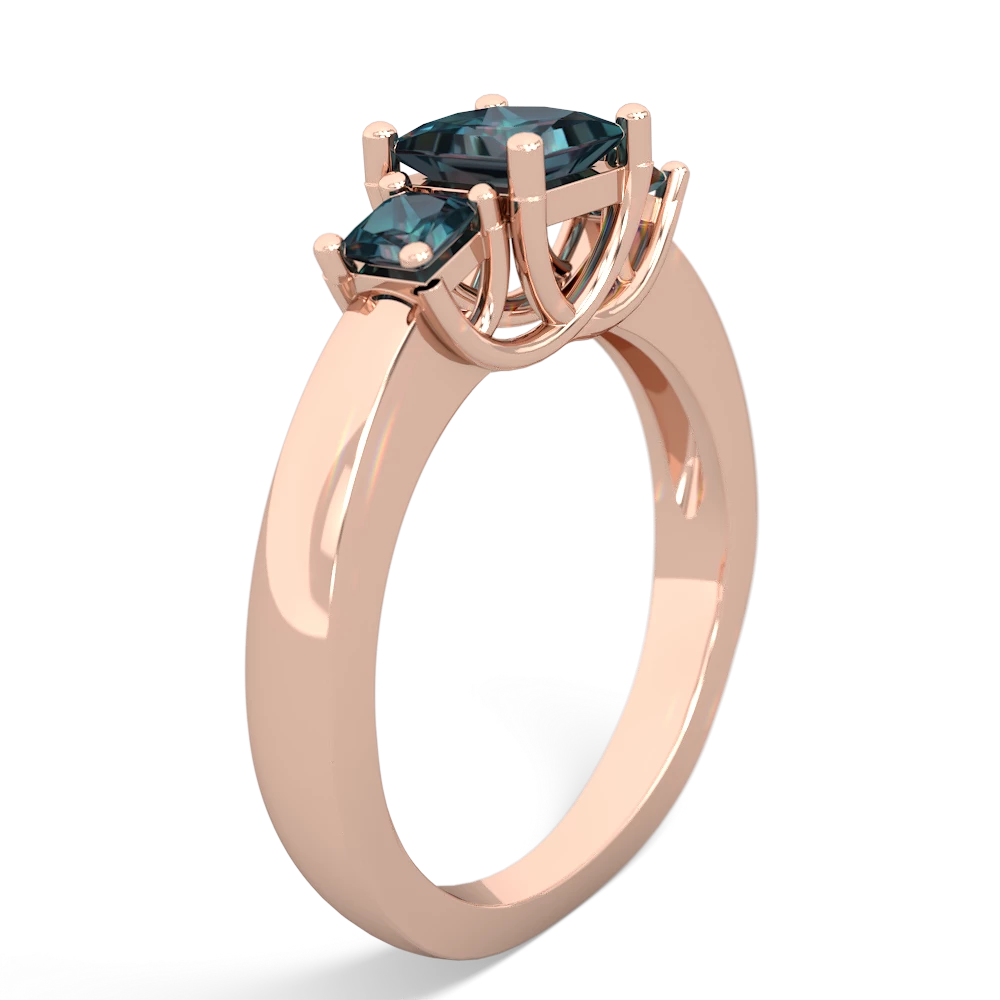 Lab Sapphire Three Stone Trellis 14K Rose Gold ring R4015