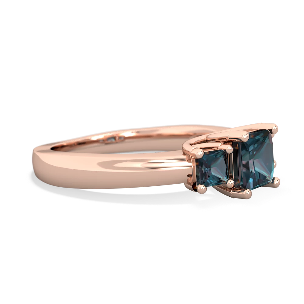 Lab Sapphire Three Stone Trellis 14K Rose Gold ring R4015