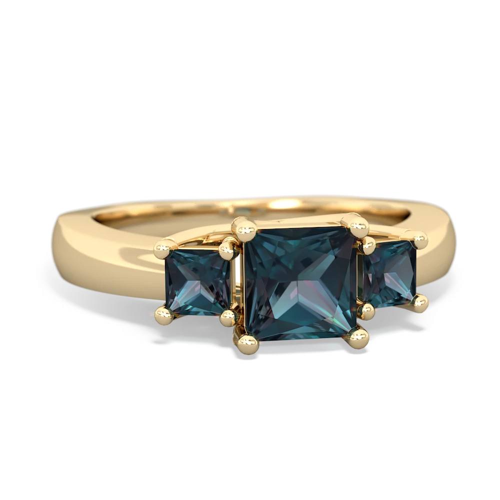 Sapphire Three Stone Trellis 14K Yellow Gold ring R4015