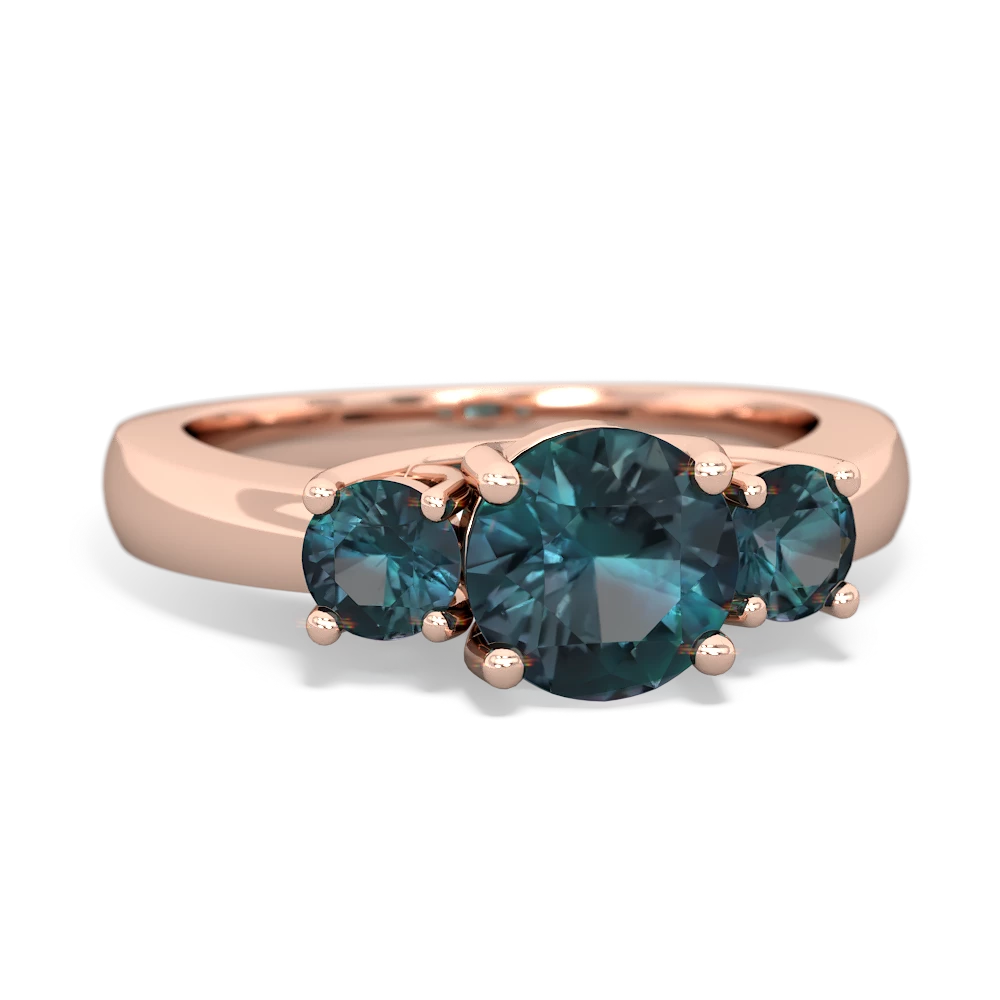 Tanzanite Three Stone Round Trellis 14K Rose Gold ring R4018