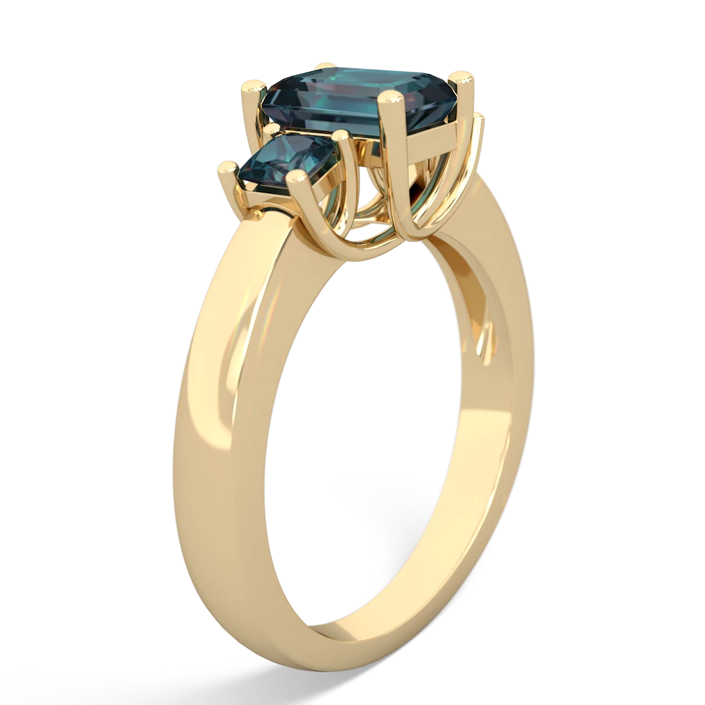 Sapphire Three Stone Emerald-Cut Trellis 14K Yellow Gold ring R4021