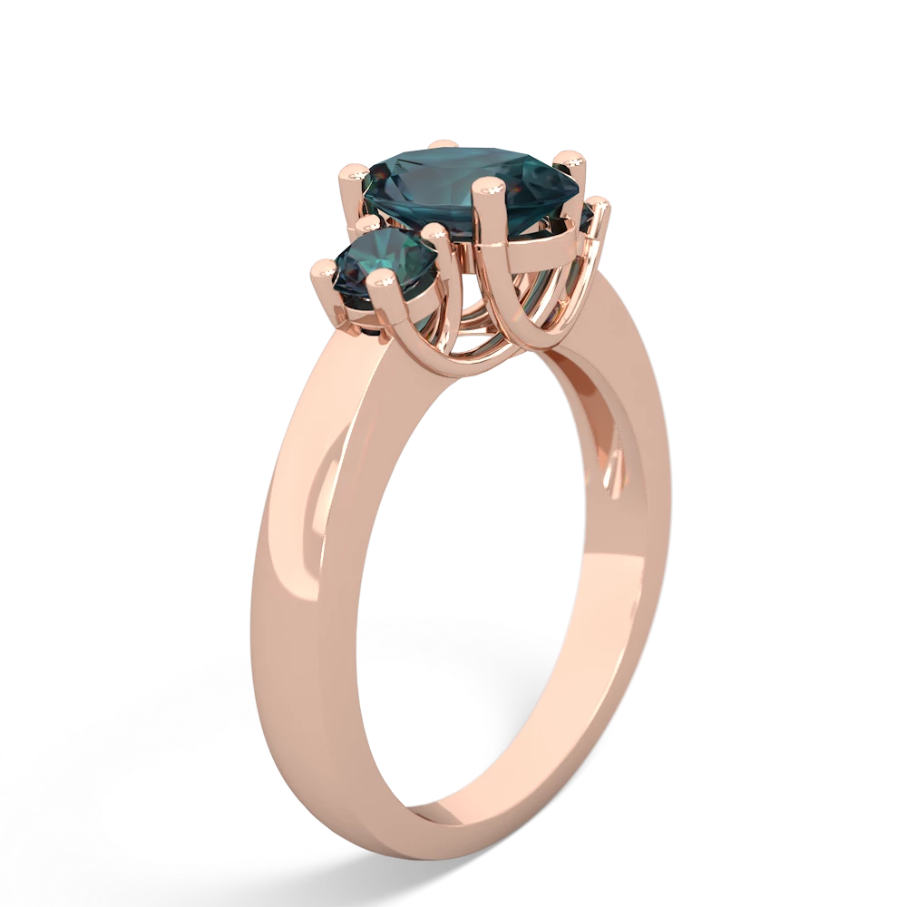 Alexandrite Three Stone Oval Trellis 14K Rose Gold ring R4024