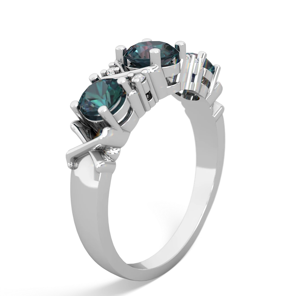 Lab Emerald Hugs And Kisses 14K White Gold ring R5016