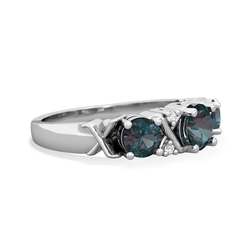 Lab Sapphire Hugs And Kisses 14K White Gold ring R5016