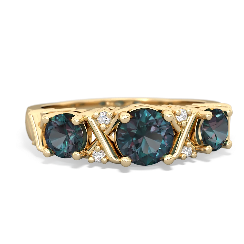 Lab Emerald Hugs And Kisses 14K Yellow Gold ring R5016