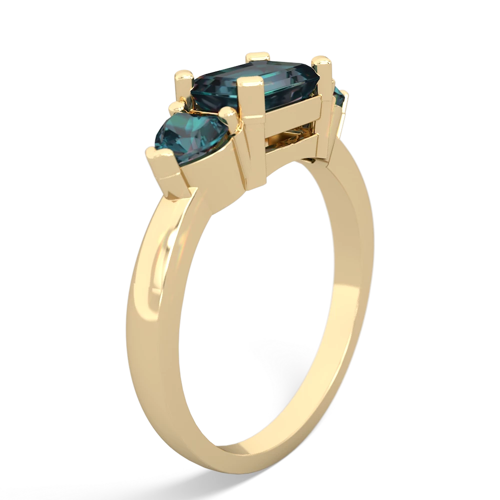 Lab Emerald Three Stone 14K Yellow Gold ring R5235