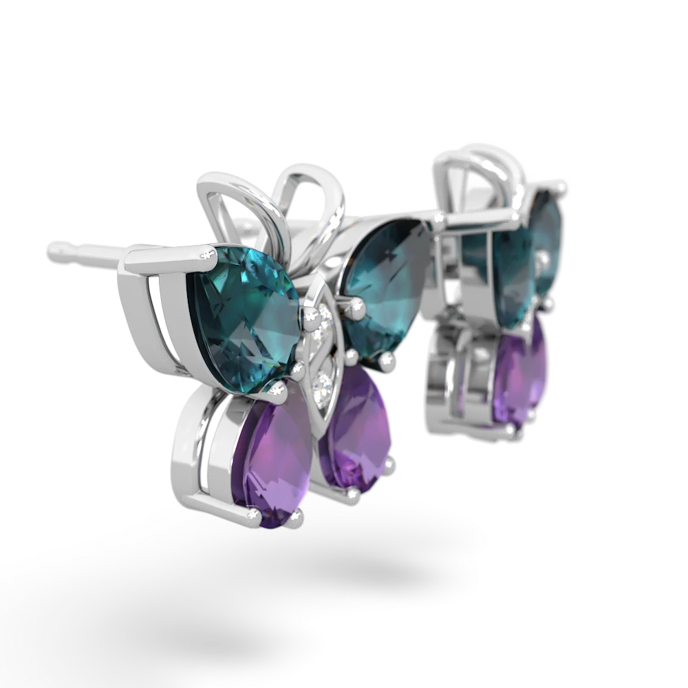 Alexandrite Butterfly 14K White Gold earrings E2215