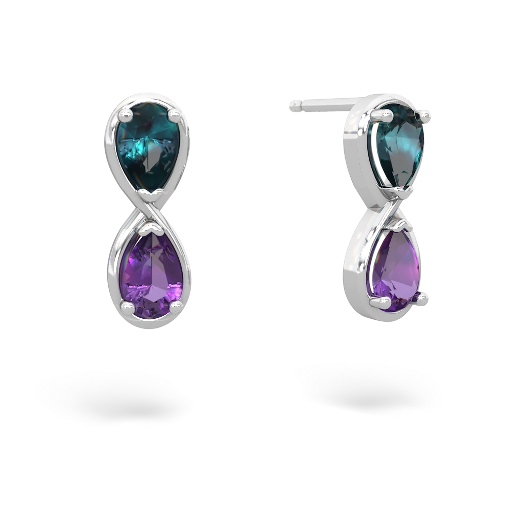 Alexandrite Infinity 14K White Gold earrings E5050