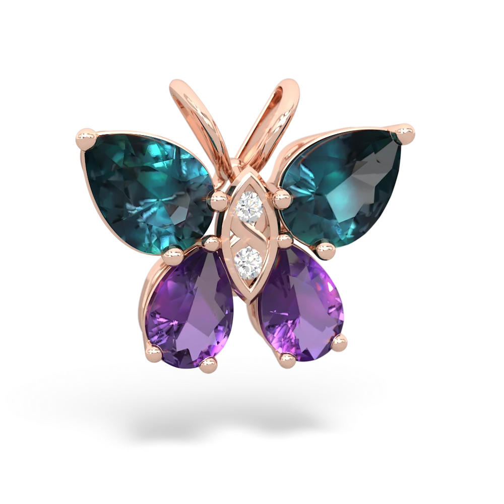 Alexandrite Butterfly 14K Rose Gold pendant P2215