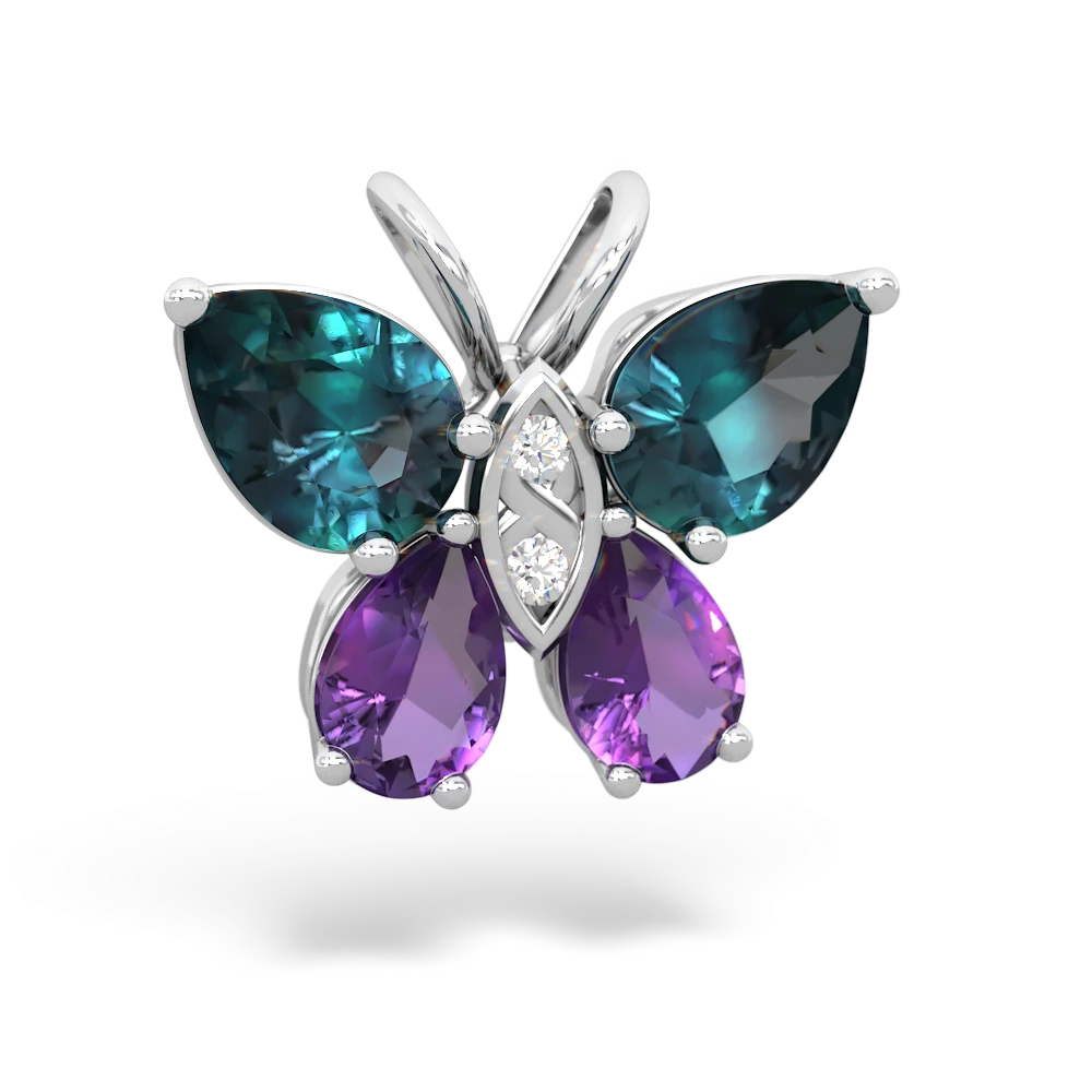 Alexandrite Butterfly 14K White Gold pendant P2215