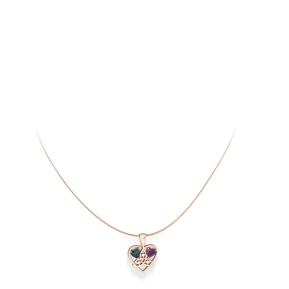 Alexandrite Celtic Trinity Heart 14K Rose Gold pendant P5331