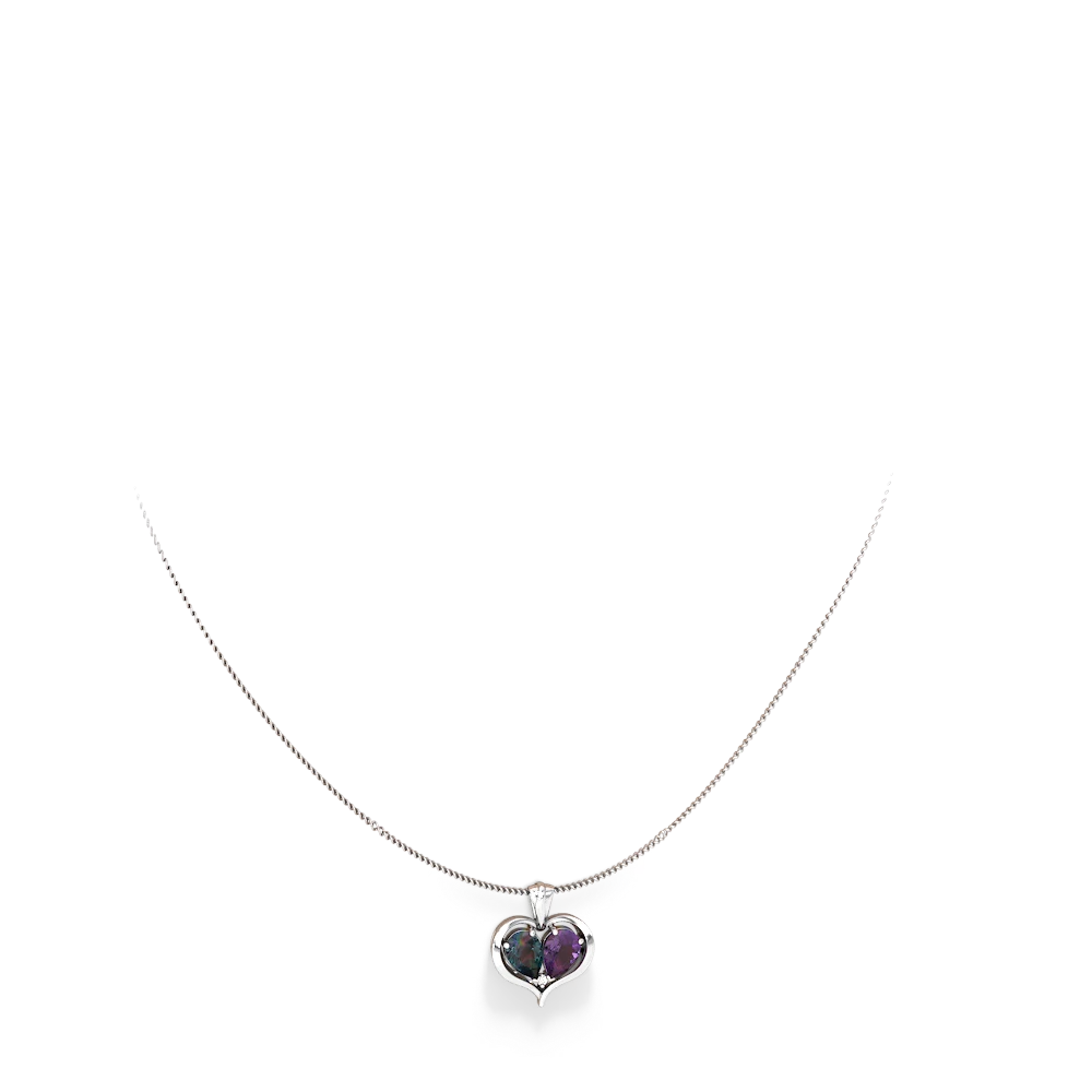 Alexandrite Two Become One 14K White Gold pendant P5330