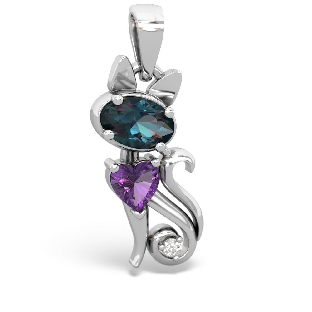 Alexandrite Kitten 14K White Gold pendant P5780