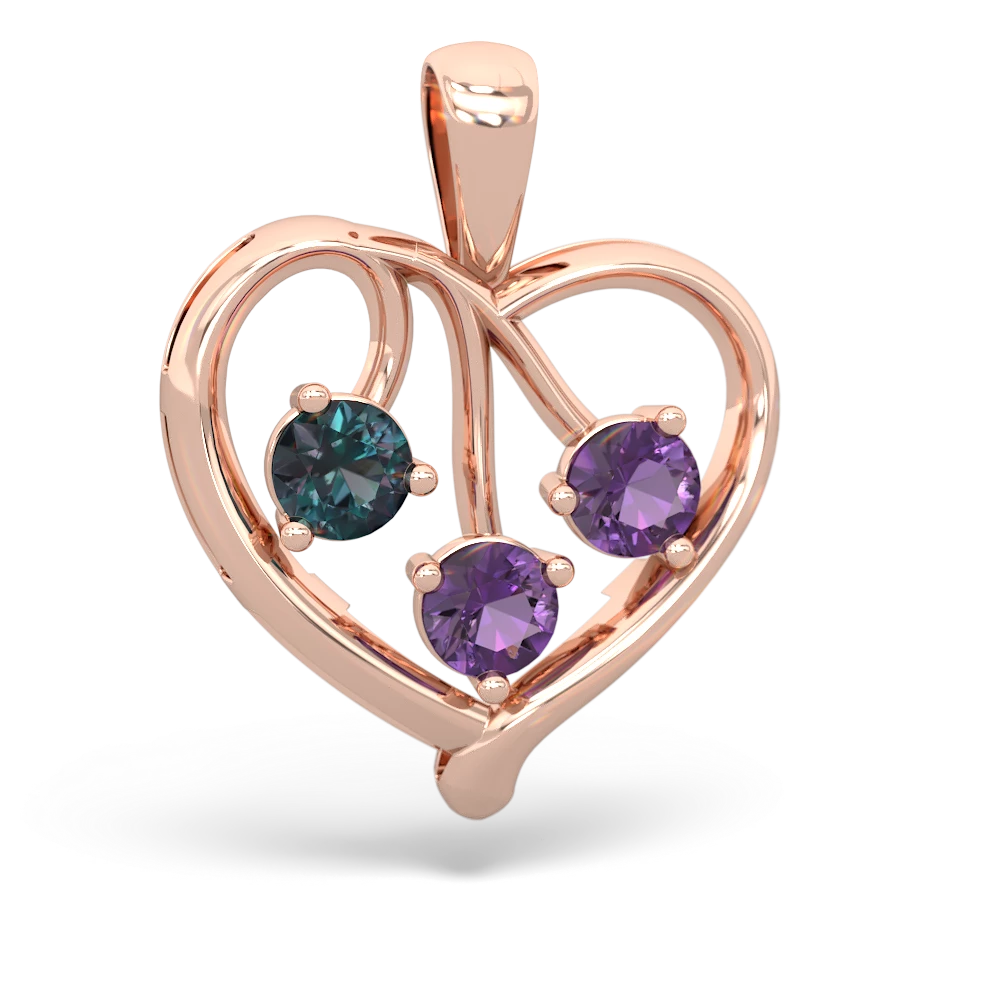 Alexandrite Glowing Heart 14K Rose Gold pendant P2233