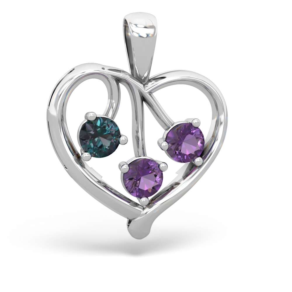 Alexandrite Glowing Heart 14K White Gold pendant P2233