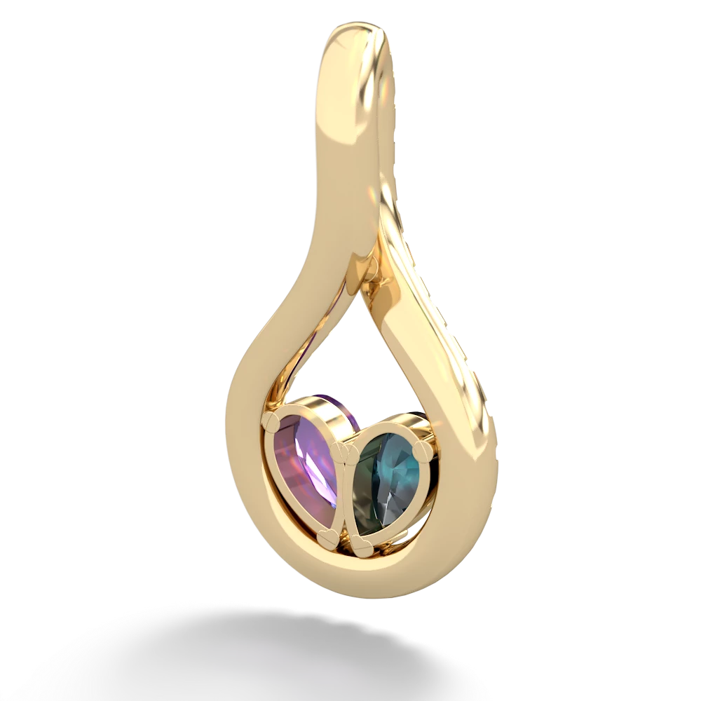 Alexandrite Pave Twist 'One Heart' 14K Yellow Gold pendant P5360