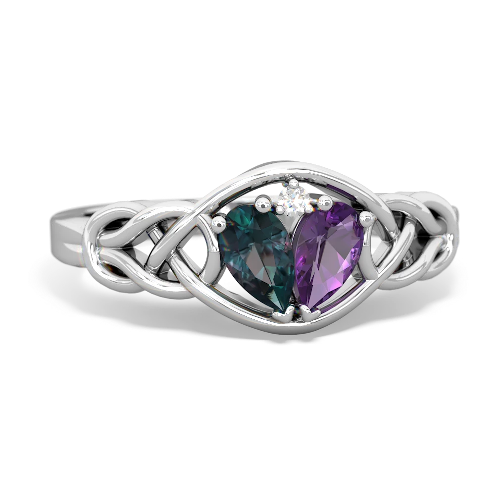 Alexandrite Celtic Love Knot 14K White Gold ring R5420