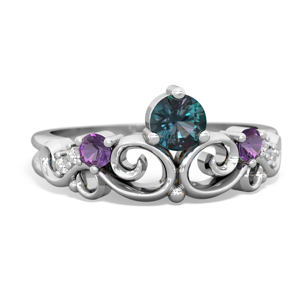 Alexandrite Crown Keepsake 14K White Gold ring R5740