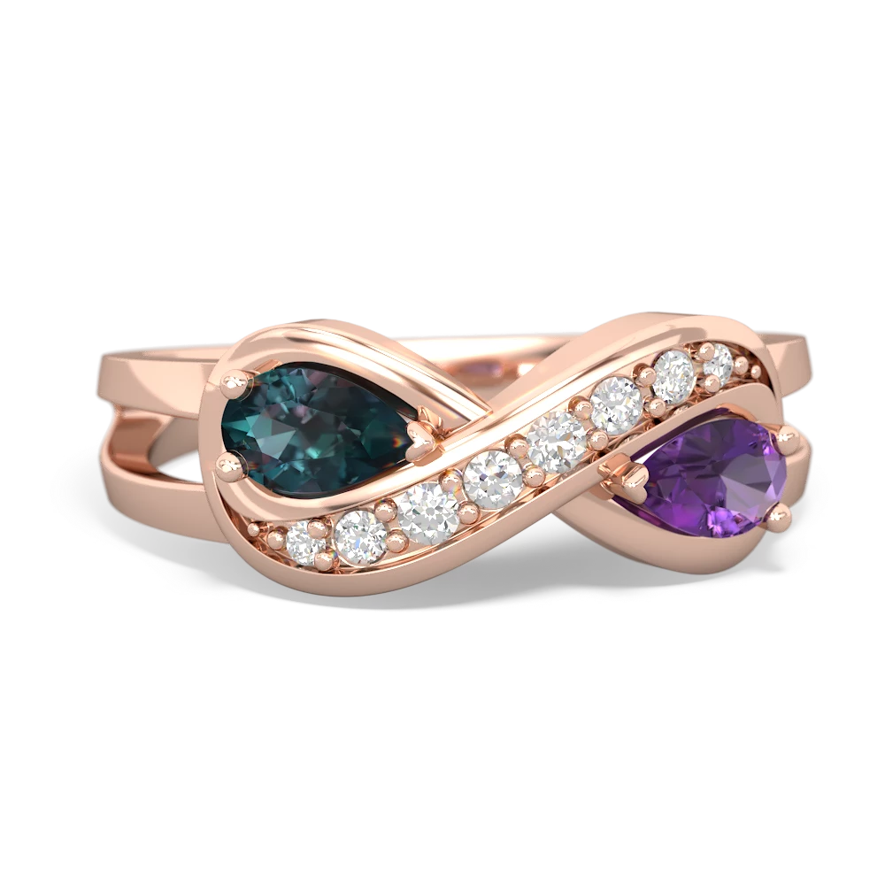 Alexandrite Diamond Infinity 14K Rose Gold ring R5390