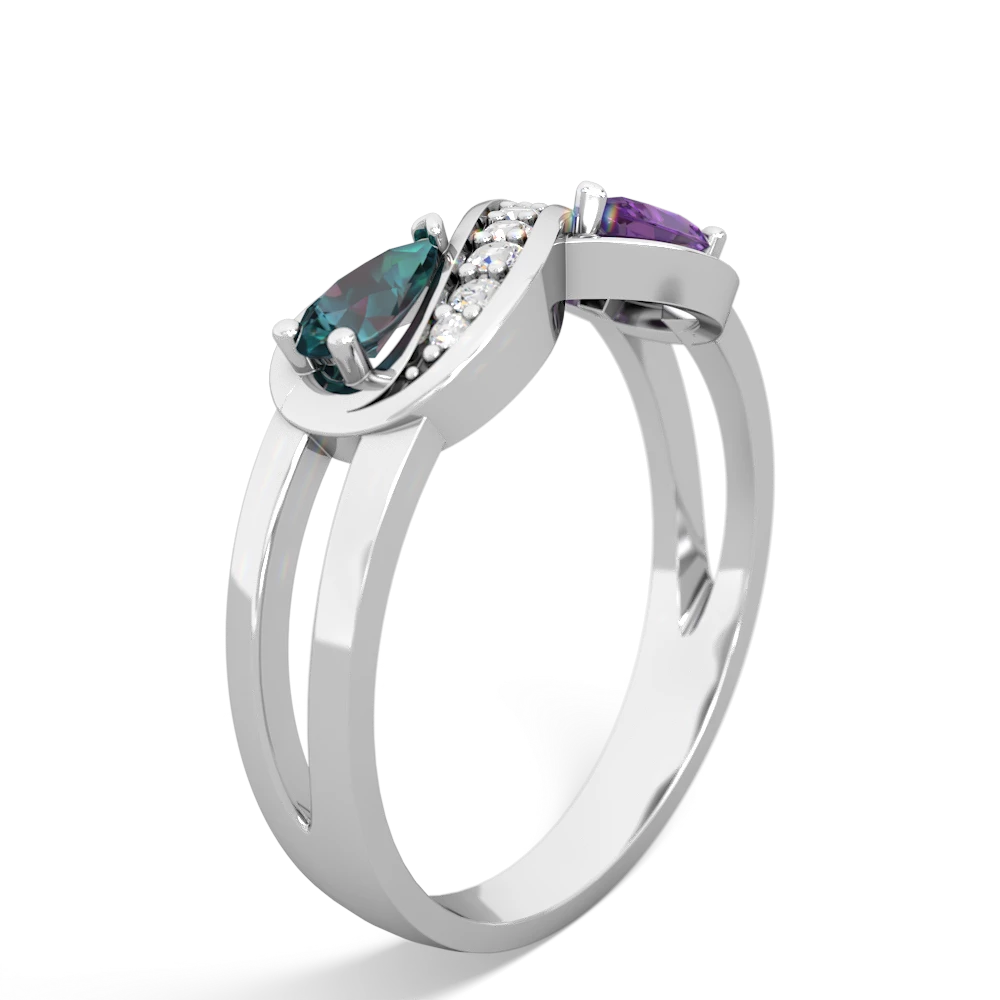 Alexandrite Diamond Infinity 14K White Gold ring R5390