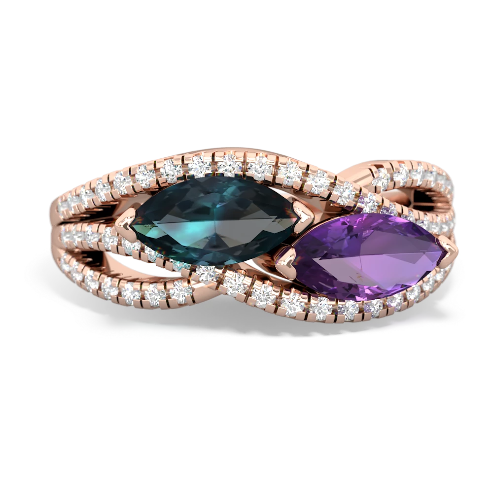 Alexandrite Diamond Rivers 14K Rose Gold ring R3070