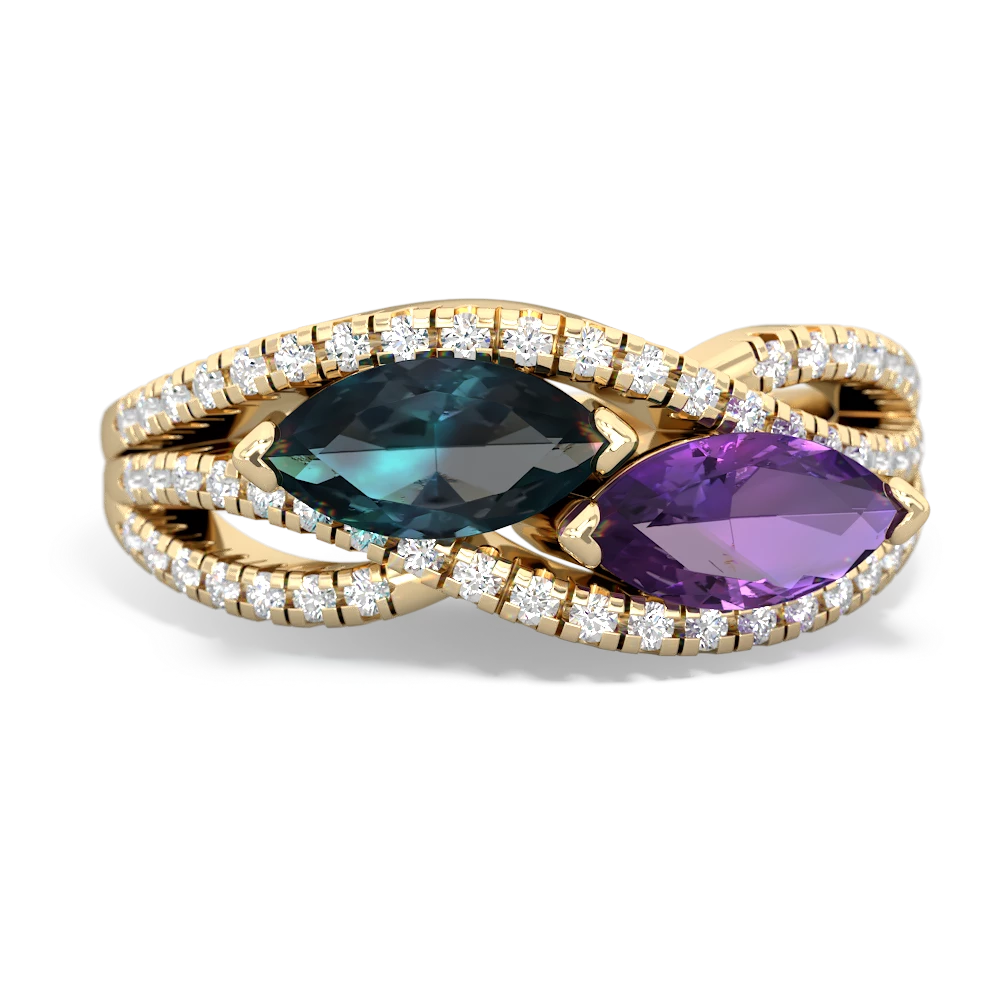 Alexandrite Diamond Rivers 14K Yellow Gold ring R3070