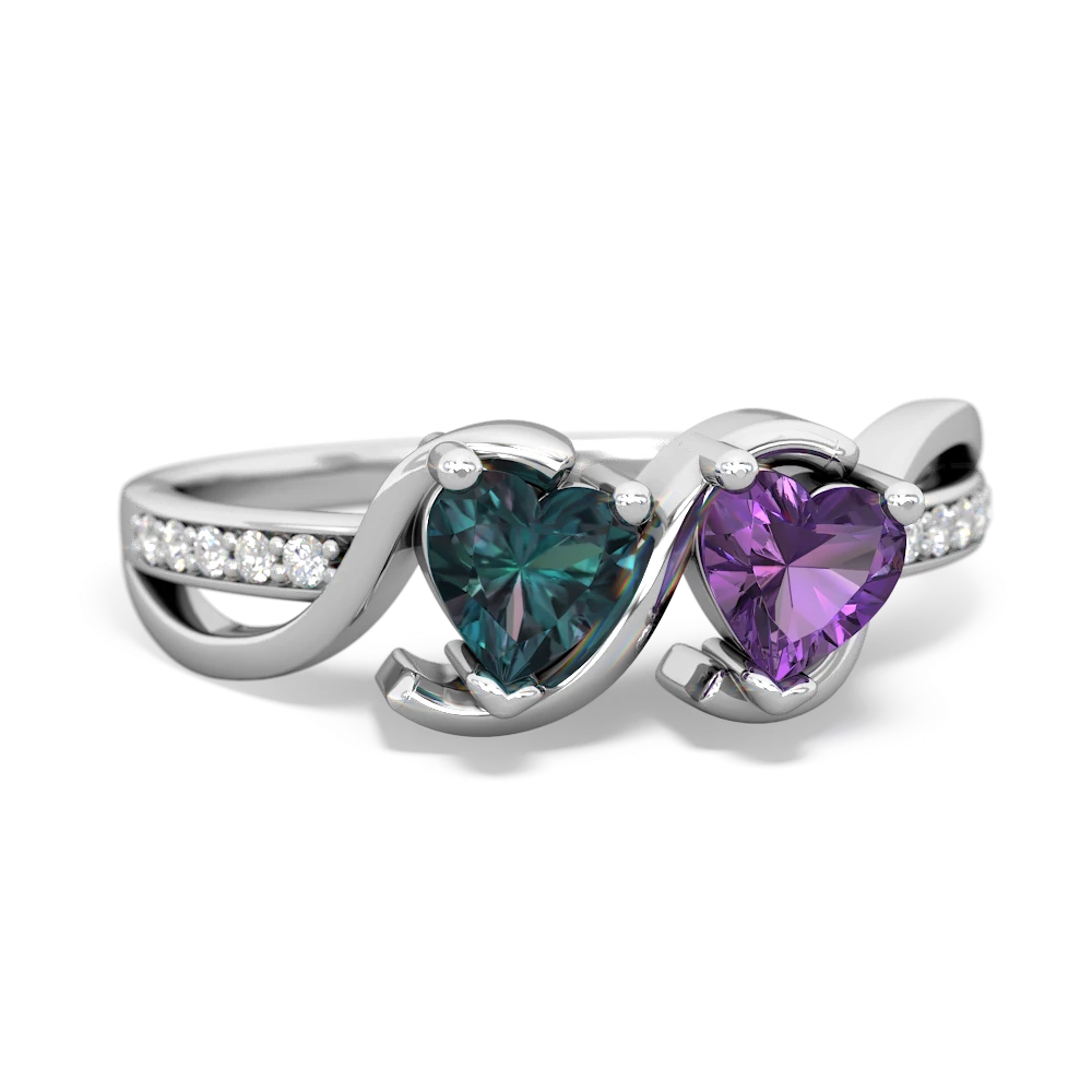 Alexandrite Side By Side 14K White Gold ring R3090