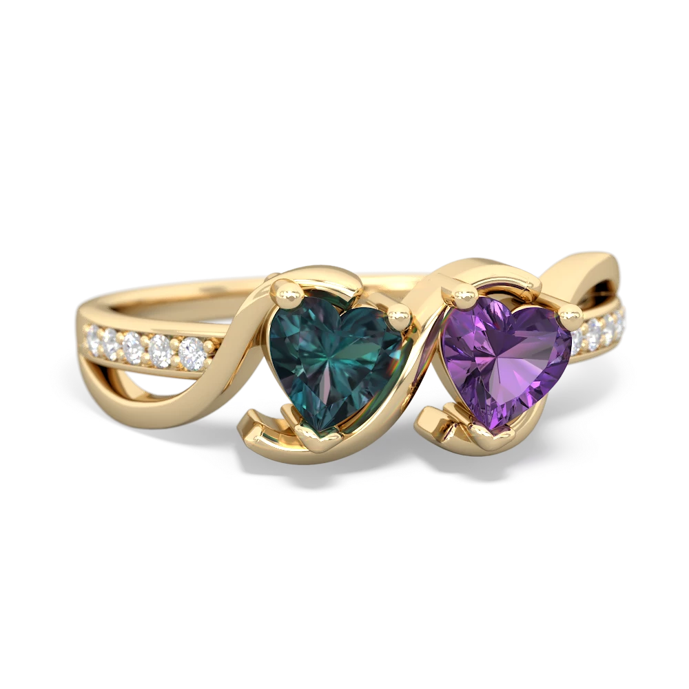 Alexandrite Side By Side 14K Yellow Gold ring R3090