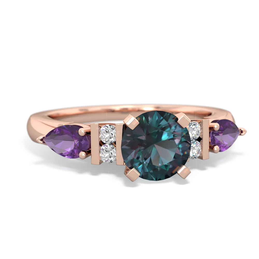 Alexandrite 6Mm Round Eternal Embrace Engagement 14K Rose Gold ring R2005