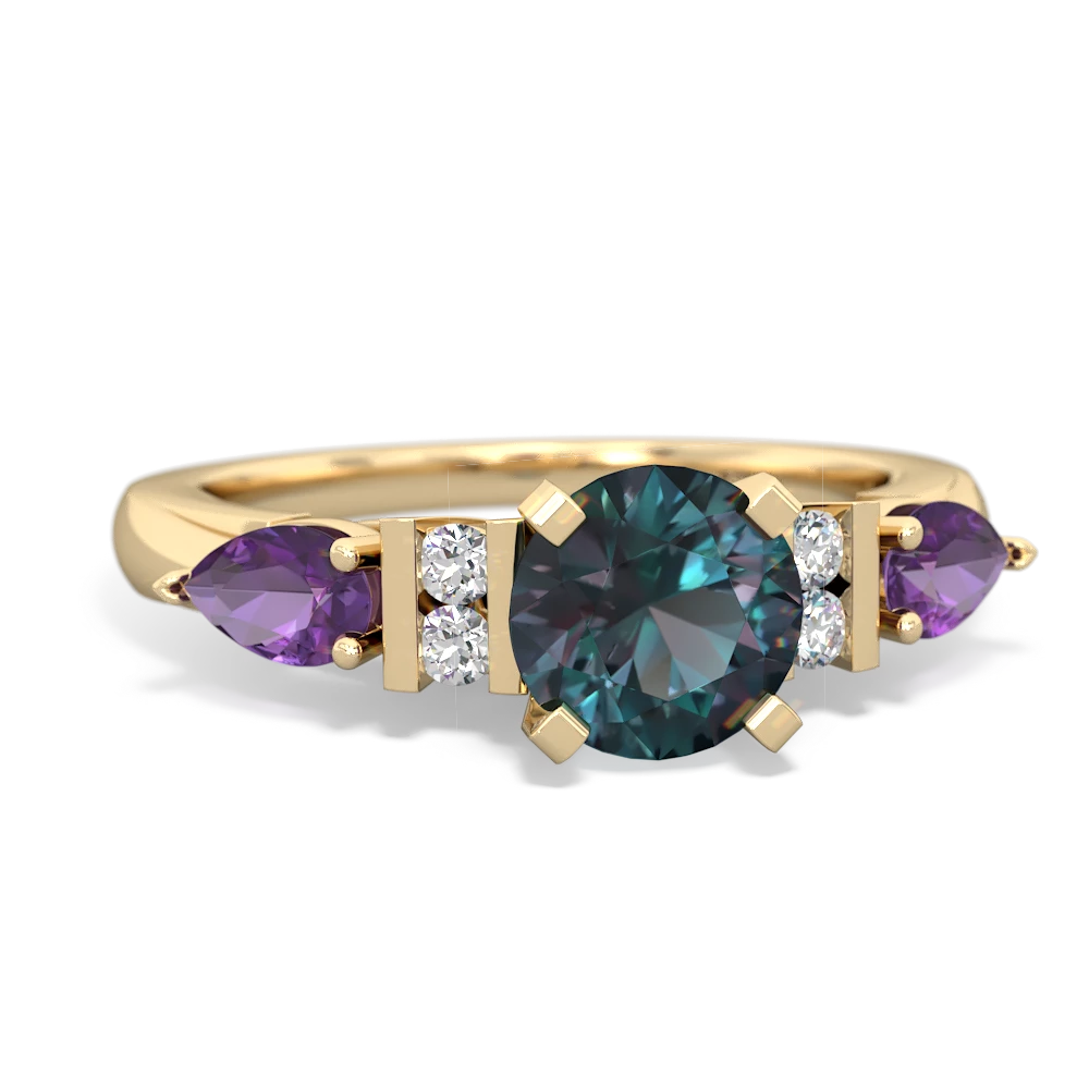 Alexandrite 6Mm Round Eternal Embrace Engagement 14K Yellow Gold ring R2005