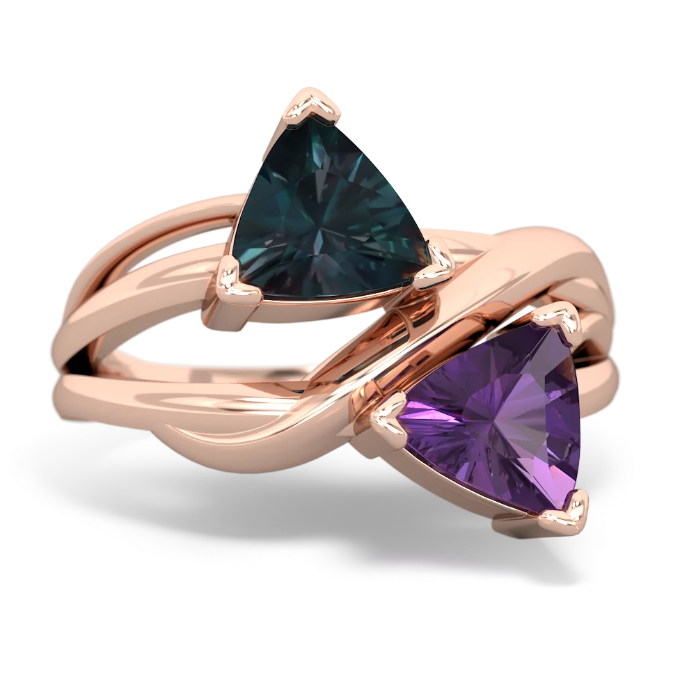 Alexandrite Split Band Swirl 14K Rose Gold ring R2341