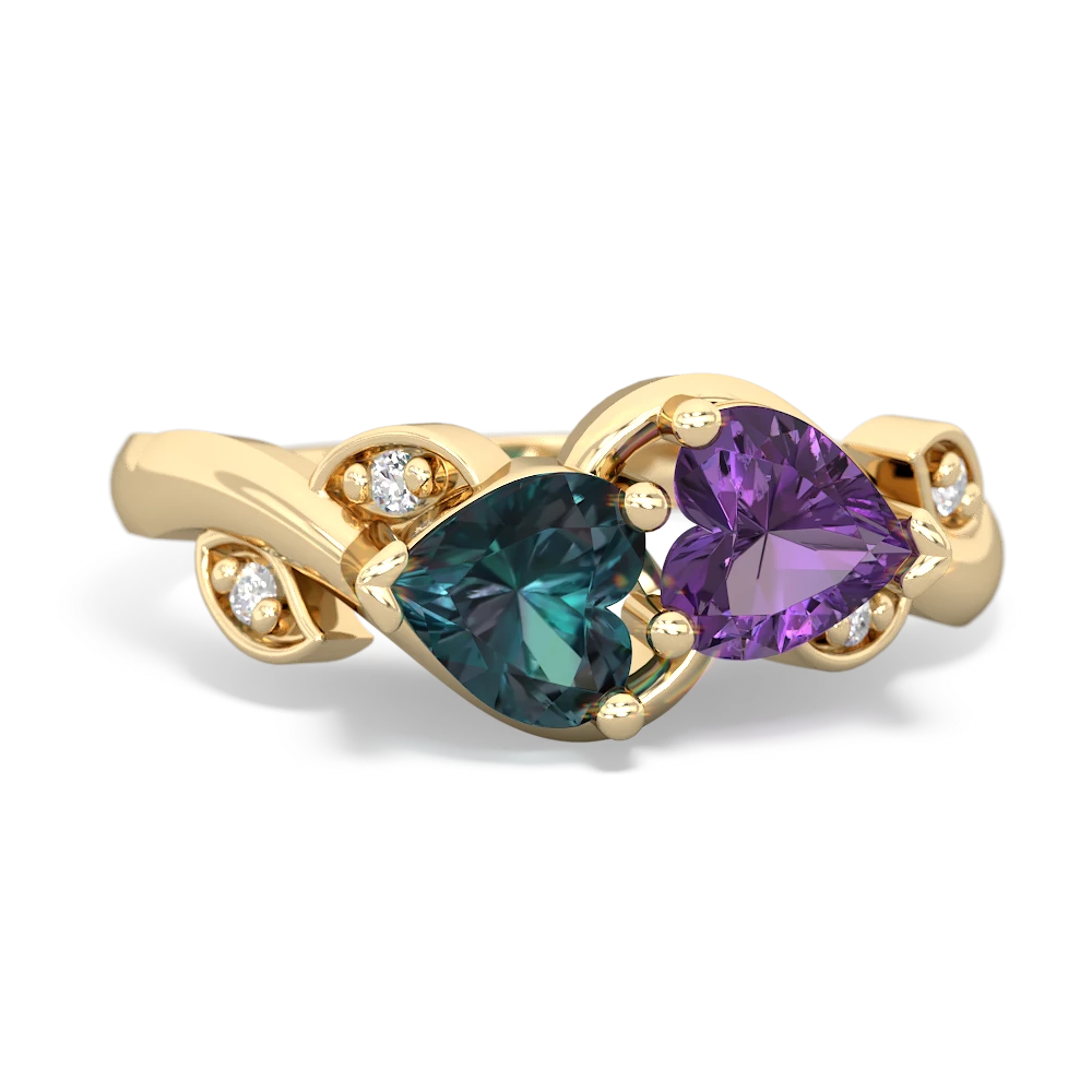 Alexandrite Floral Elegance 14K Yellow Gold ring R5790